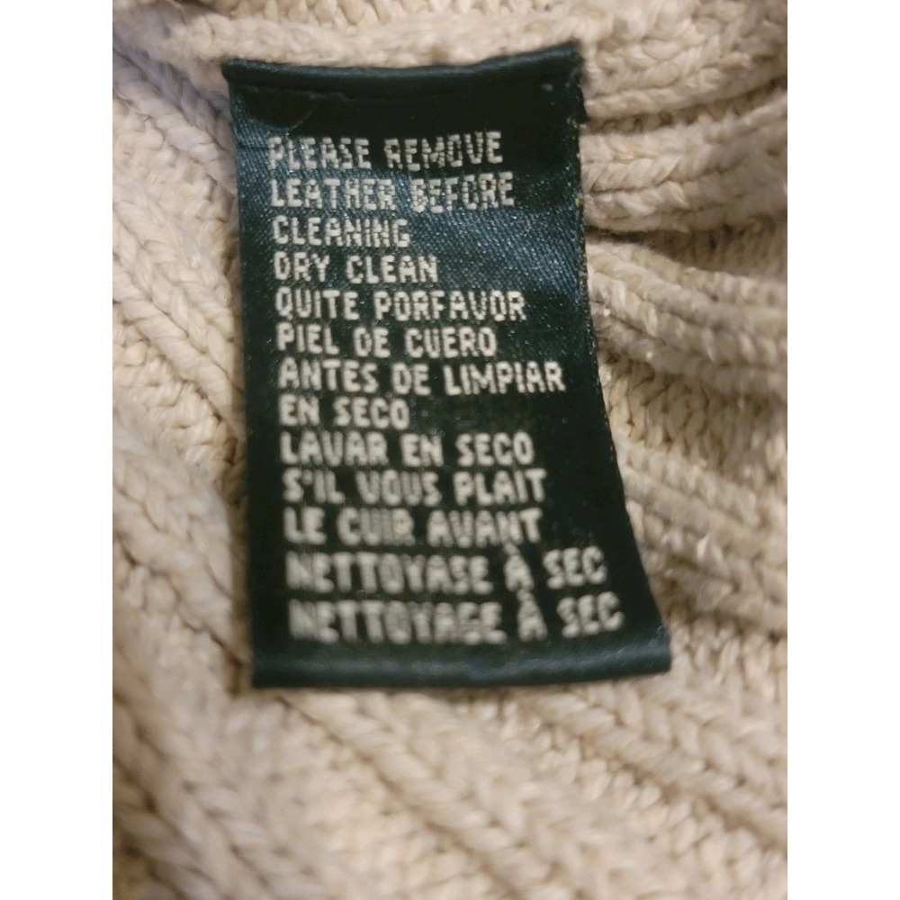 Lauren Ralph Lauren Sweater Womans Small Fisherman Silk Linen Cotton Leather Tie - Picture 8 of 11